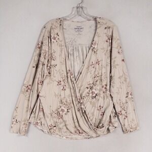 Torrid Super Soft Floral Midi Surplice Top 2X Beige Botanical Stretch Feminine